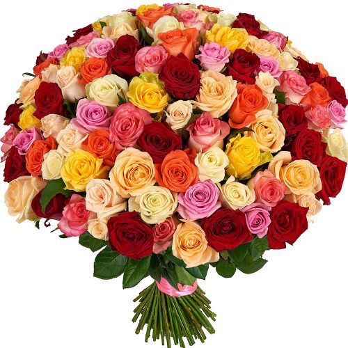 Букет из 101-ой разноцветной розы с доставкой по Актанышу
